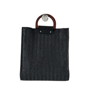 MW Most Wanted Black Straw Bag with Attachable Crossbody Strap